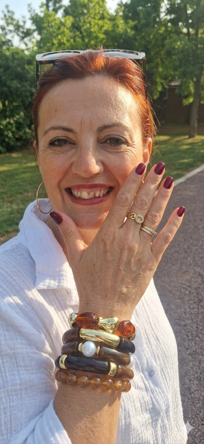 Set Bracelets Ambré & Or – Lot de 5