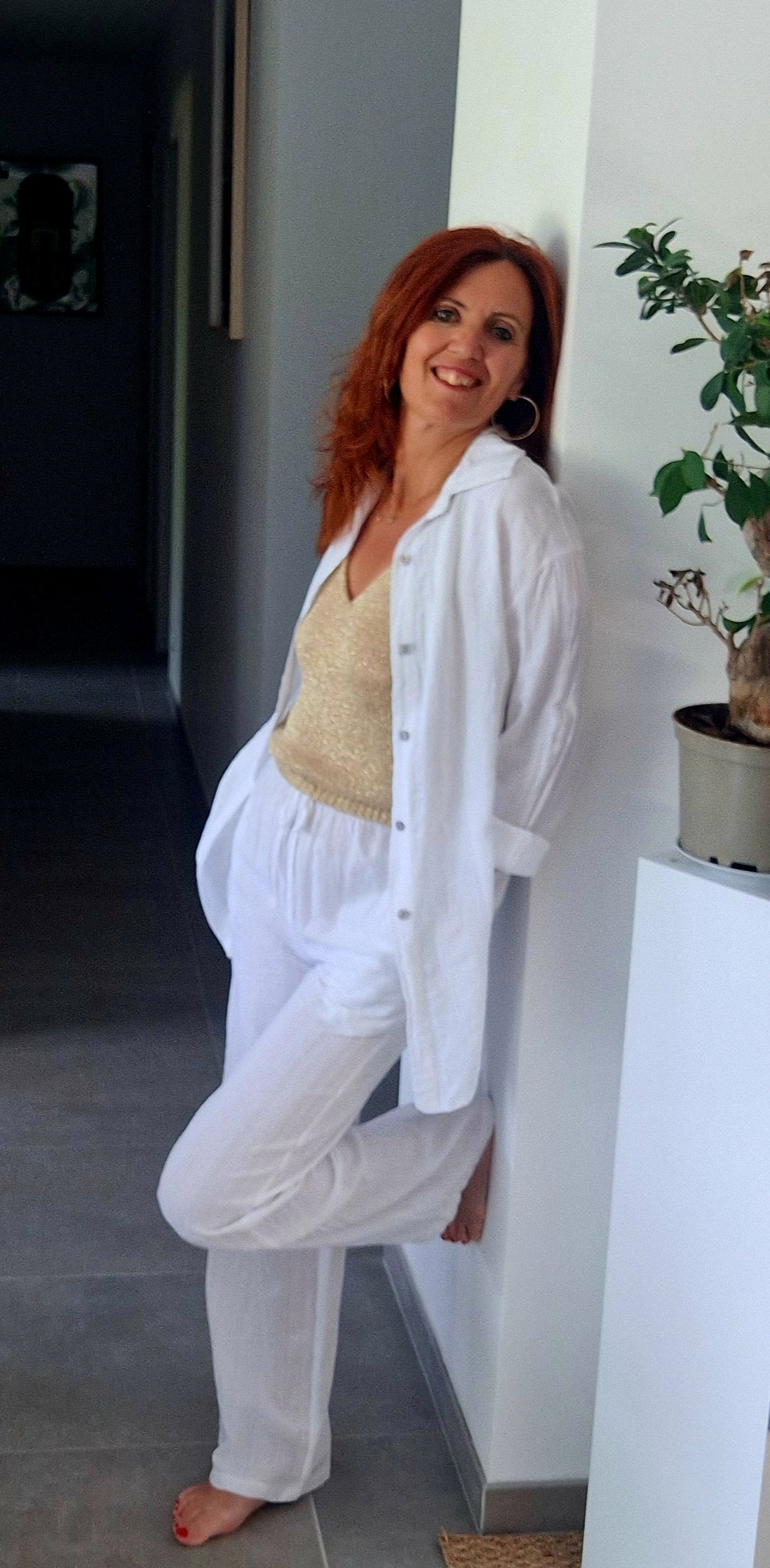 Ensemble Blanc 100% Coton — Chemise & Pantalon fluide