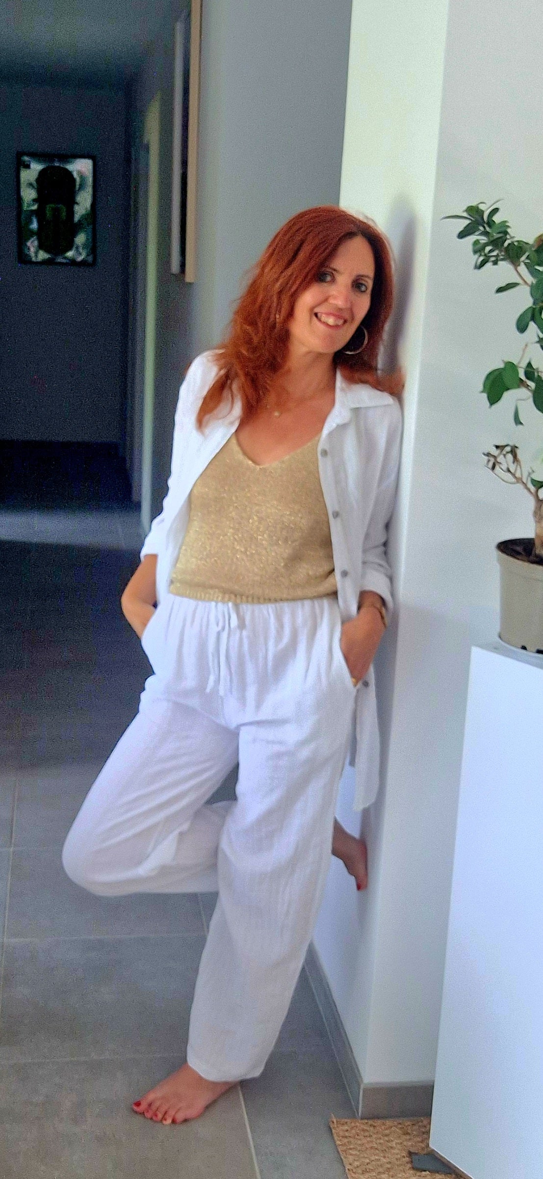 Ensemble Blanc 100% Coton — Chemise & Pantalon fluide