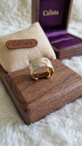 Bague Chevalière Émail Pastel Multicolore – Acier Inoxydable