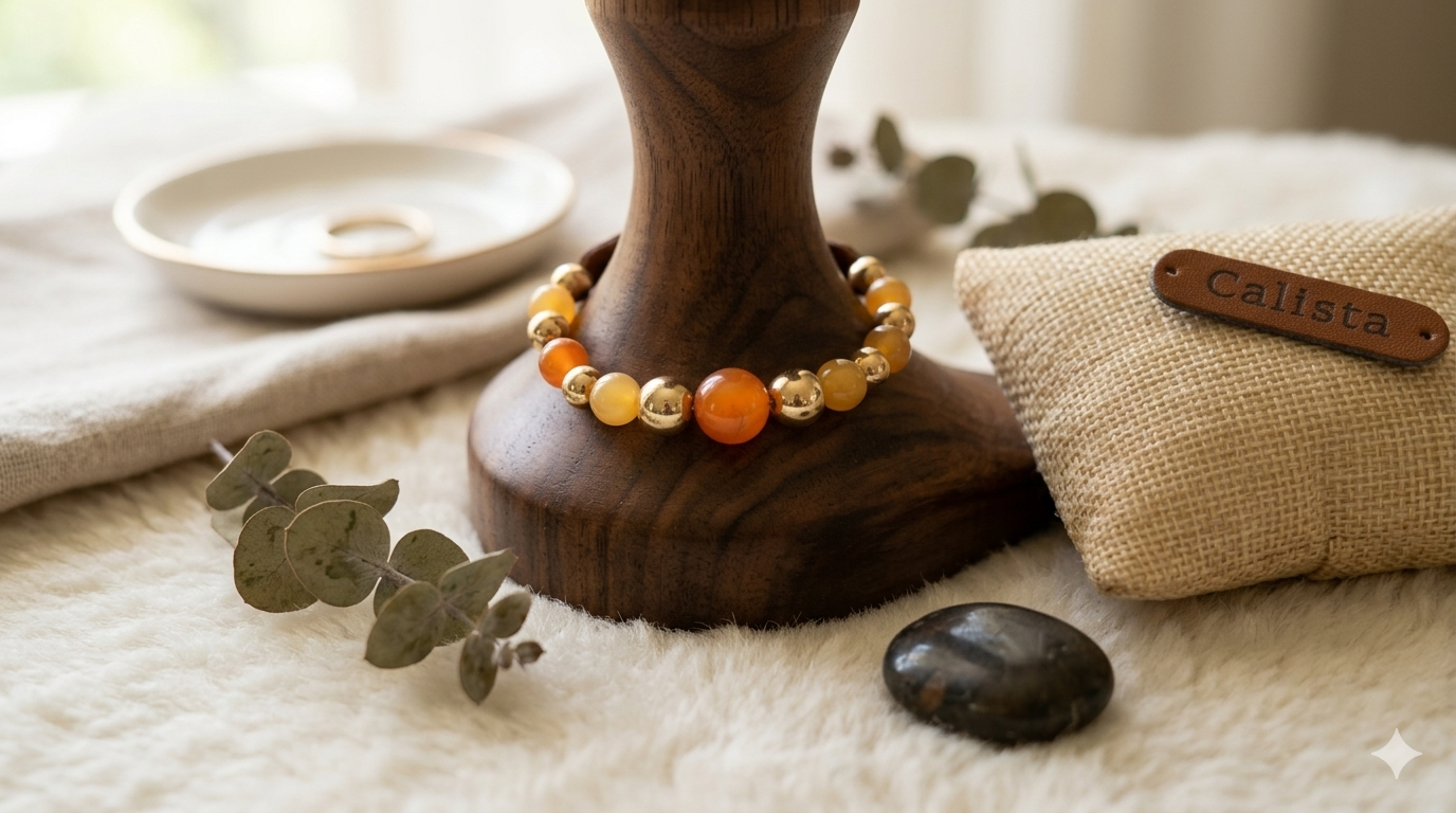 Bracelet Fantaisie Ambre & Perles Dorées