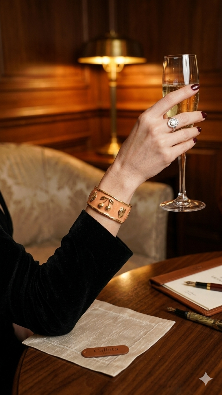 Bracelet Acier Inoxydable Doré Émail Orange — Ajustable