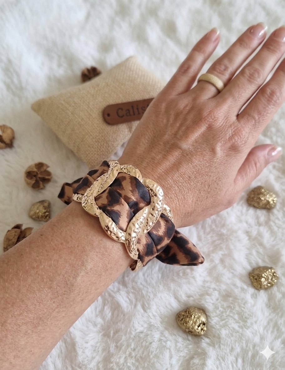 Bracelet Léopard & Chaîne Dorée – Acier Inoxydable