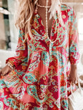 Robe Courte en Viscose Imprimée Cachemire