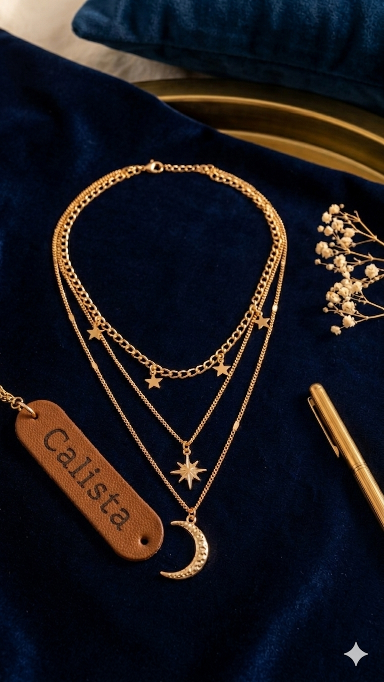 Collier Multi-rangs Céleste Étoiles & Lune Doré – Fantaisie