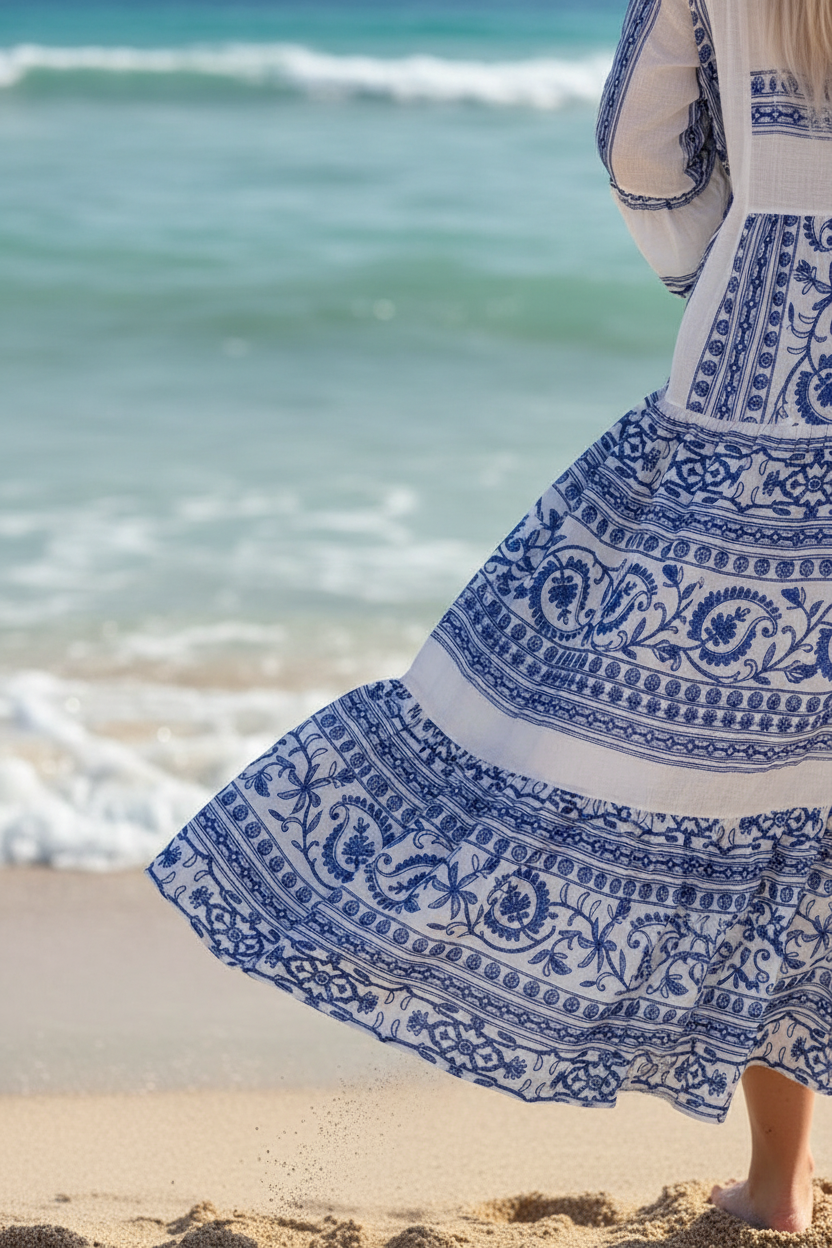 Détail robe bohème - ambiance plage