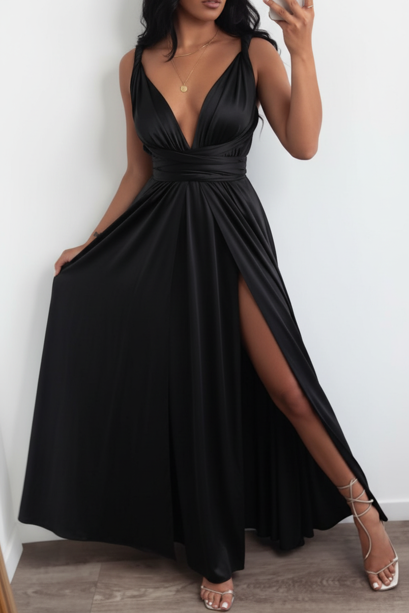 Robe Drapée Noire - même mannequin