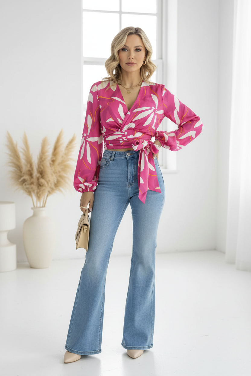 Top Cache-Cœur Fuchsia - femme classique 45 ans